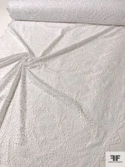 Lela Rose Medallion Eyelet Embroidered Cotton - White 18 Lela Rose Medallion Eyelet Embroidered Cotton - White -Fabrics And Fabrics Store 11138 7