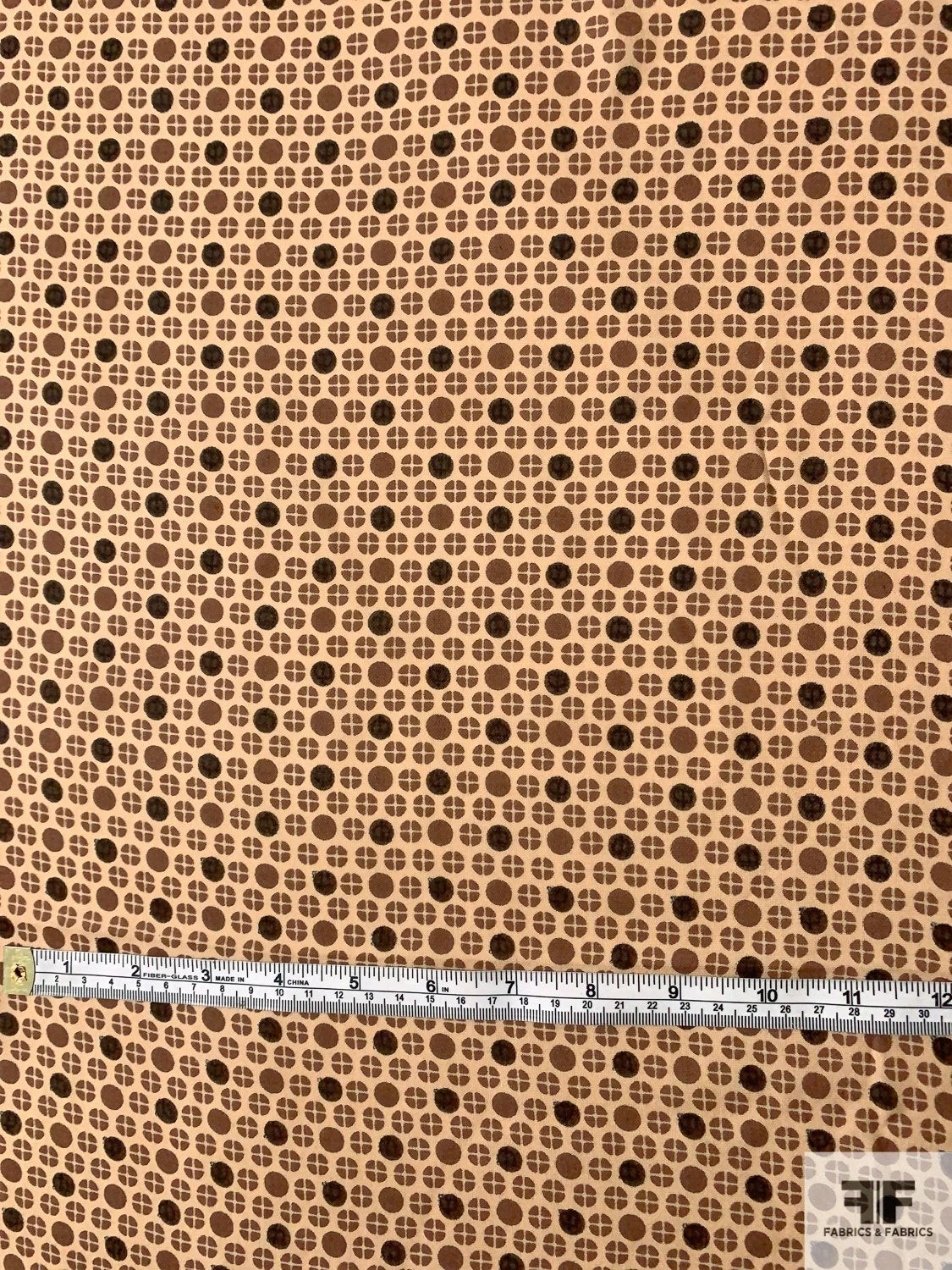 Ditsy Circle Graphic Grid Printed Silk Georgette - Milk Chocolate / Black / Sand 7 Ditsy Circle Graphic Grid Printed Silk Georgette - Milk Chocolate / Black / Sand - Image 5