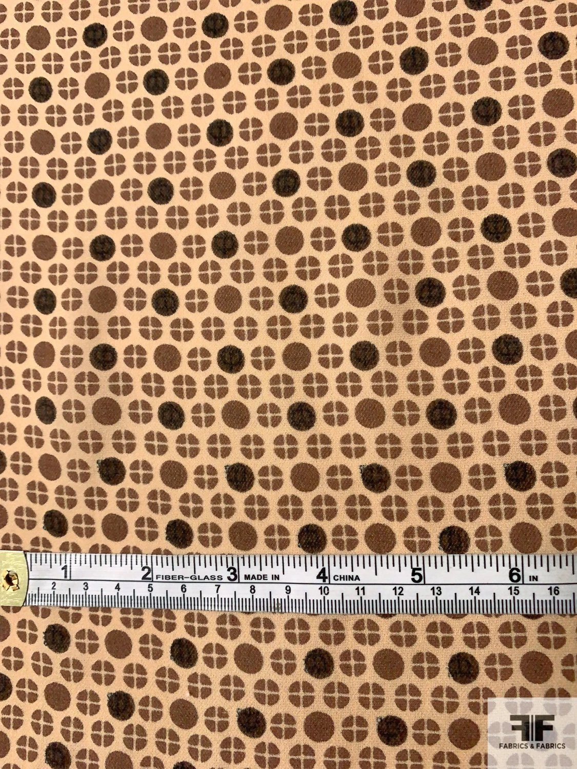 Ditsy Circle Graphic Grid Printed Silk Georgette - Milk Chocolate / Black / Sand 8 Ditsy Circle Graphic Grid Printed Silk Georgette - Milk Chocolate / Black / Sand - Image 6
