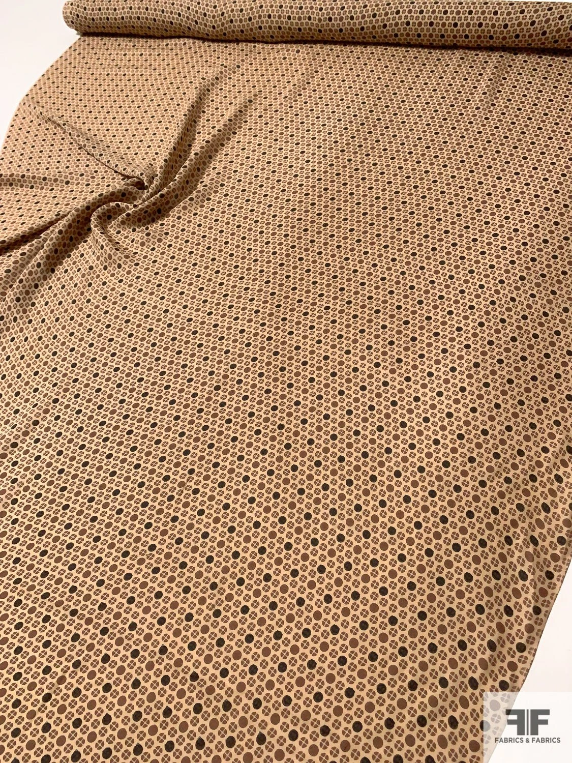 Ditsy Circle Graphic Grid Printed Silk Georgette - Milk Chocolate / Black / Sand 10 Ditsy Circle Graphic Grid Printed Silk Georgette - Milk Chocolate / Black / Sand - Image 8