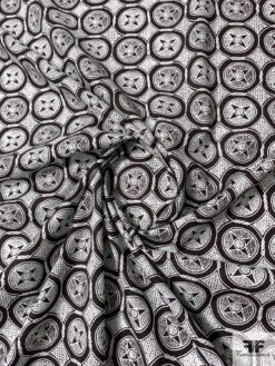 Art Deco Medallion Circles Printed Cotton Shirting - Black / White 12 Art Deco Medallion Circles Printed Cotton Shirting - Black / White -Fabrics And Fabrics Store 11218 1