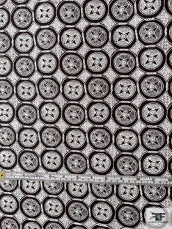 Art Deco Medallion Circles Printed Cotton Shirting - Black / White 14 Art Deco Medallion Circles Printed Cotton Shirting - Black / White -Fabrics And Fabrics Store 11218 5