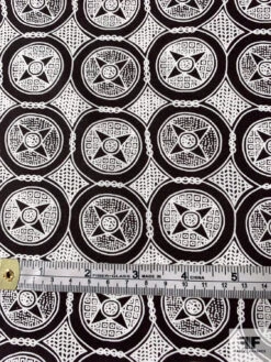Art Deco Medallion Circles Printed Cotton Shirting - Black / White 15 Art Deco Medallion Circles Printed Cotton Shirting - Black / White -Fabrics And Fabrics Store 11218 6