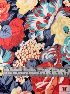 Liberty-Like Floral Printed Cotton Lawn - Navy / Dark Salmon / Turquoise / Pastel Yellow 14 Liberty-Like Floral Printed Cotton Lawn - Navy / Dark Salmon / Turquoise / Pastel Yellow -Fabrics And Fabrics Store 11230 6