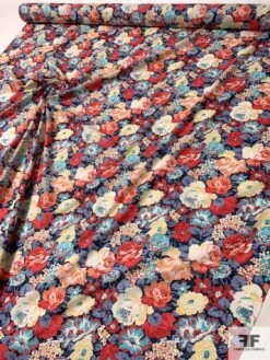 Liberty-Like Floral Printed Cotton Lawn - Navy / Dark Salmon / Turquoise / Pastel Yellow 15 Liberty-Like Floral Printed Cotton Lawn - Navy / Dark Salmon / Turquoise / Pastel Yellow -Fabrics And Fabrics Store 11230 7