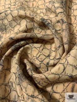 Alligator Skin Printed Silk Crepe De Chine - Tan / Black / Grey 12 Alligator Skin Printed Silk Crepe De Chine - Tan / Black / Grey -Fabrics And Fabrics Store 11351 3