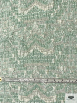 Italian 2-Ply And Yarned Ethnic Design Novelty Brocade - Faded Seafoam / Off-White / Silver -Fabrics And Fabrics Store 11402 5
