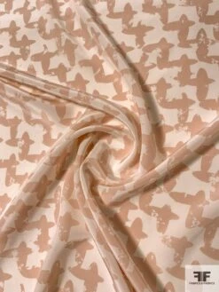 Cross Graphic Printed Silk Crepe De Chine - Blush / Ivory