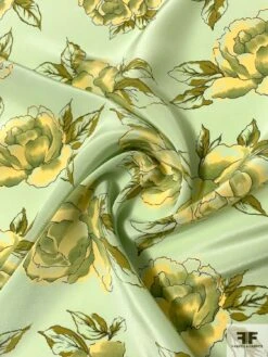 Watercolor Floral Blossoms Printed Silk Crepe De Chine - Mint / Yellow / Olive Green 11 Watercolor Floral Blossoms Printed Silk Crepe De Chine - Mint / Yellow / Olive Green -Fabrics And Fabrics Store 11450 2