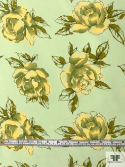Watercolor Floral Blossoms Printed Silk Crepe De Chine - Mint / Yellow / Olive Green 13 Watercolor Floral Blossoms Printed Silk Crepe De Chine - Mint / Yellow / Olive Green -Fabrics And Fabrics Store 11450 5