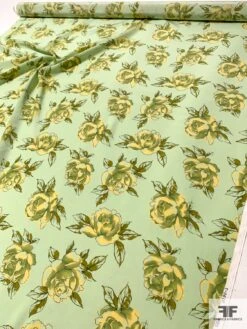 Watercolor Floral Blossoms Printed Silk Crepe De Chine - Mint / Yellow / Olive Green 15 Watercolor Floral Blossoms Printed Silk Crepe De Chine - Mint / Yellow / Olive Green -Fabrics And Fabrics Store 11450 7