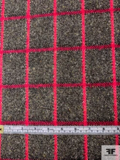 Italian Windowpane Jacket Weight Lambswool Donegal Tweed - Red / Black / Cream 10 Italian Windowpane Jacket Weight Lambswool Donegal Tweed - Red / Black / Cream -Fabrics And Fabrics Store 11489 4