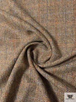 Italian Herringbone Plaid Jacket Weight Donegal Wool Suiting - Brown / Orange / Blue / Beige 9 Italian Herringbone Plaid Jacket Weight Donegal Wool Suiting - Brown / Orange / Blue / Beige -Fabrics And Fabrics Store 11490 1