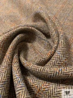 Italian Herringbone Plaid Jacket Weight Donegal Wool Suiting - Brown / Orange / Blue / Beige 10 Italian Herringbone Plaid Jacket Weight Donegal Wool Suiting - Brown / Orange / Blue / Beige -Fabrics And Fabrics Store 11490 2