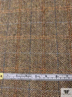 Italian Herringbone Plaid Jacket Weight Donegal Wool Suiting - Brown / Orange / Blue / Beige 11 Italian Herringbone Plaid Jacket Weight Donegal Wool Suiting - Brown / Orange / Blue / Beige -Fabrics And Fabrics Store 11490 3
