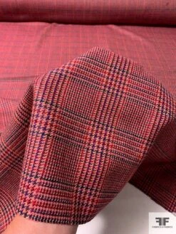 Italian Glen Plaid Jacket Weight Wool Suiting - Red / Pink/ Purple -Fabrics And Fabrics Store 11491 4