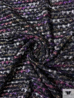 Italian Glam Couture Wool Tweed With Lurex Fringe - Black / Silver / Gold / Magenta / Purple 9 Italian Glam Couture Wool Tweed With Lurex Fringe - Black / Silver / Gold / Magenta / Purple -Fabrics And Fabrics Store 11502 1