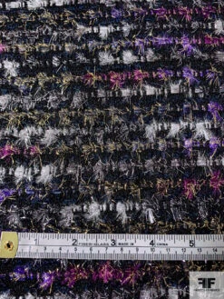 Italian Glam Couture Wool Tweed With Lurex Fringe - Black / Silver / Gold / Magenta / Purple 10 Italian Glam Couture Wool Tweed With Lurex Fringe - Black / Silver / Gold / Magenta / Purple -Fabrics And Fabrics Store 11502 3