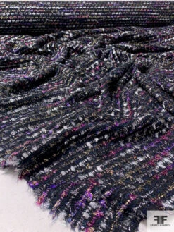 Italian Glam Couture Wool Tweed With Lurex Fringe - Black / Silver / Gold / Magenta / Purple 11 Italian Glam Couture Wool Tweed With Lurex Fringe - Black / Silver / Gold / Magenta / Purple -Fabrics And Fabrics Store 11502 5