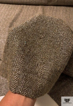 French Ralph Lauren Silver Foil Printed Herringbone Wool Suiting - Brown / Caramel / Silver / Gold 11 French Ralph Lauren Silver Foil Printed Herringbone Wool Suiting - Brown / Caramel / Silver / Gold -Fabrics And Fabrics Store 11513 5