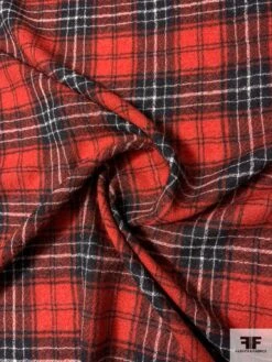 Italian Yarn-Dyed Plaid Wool Gauze - Red / Black / White