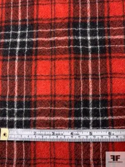 Italian Yarn-Dyed Plaid Wool Gauze - Red / Black / White -Fabrics And Fabrics Store 11525 4