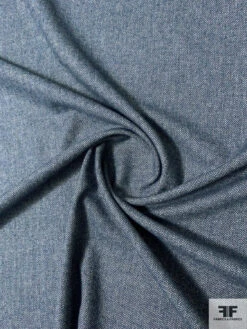 Italian Herringbone Flannel Wool Blend Suiting - Navy / Light Grey