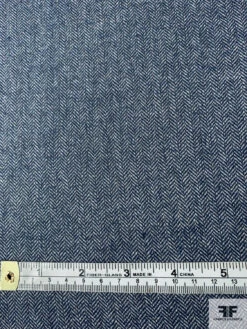 Italian Herringbone Flannel Wool Blend Suiting - Navy / Light Grey -Fabrics And Fabrics Store 11526 4