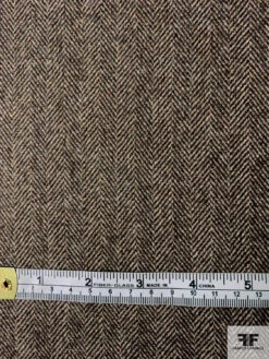 Italian Herringbone Flannel Wool Blend Suiting - Brown / Ecru -Fabrics And Fabrics Store 11538 4