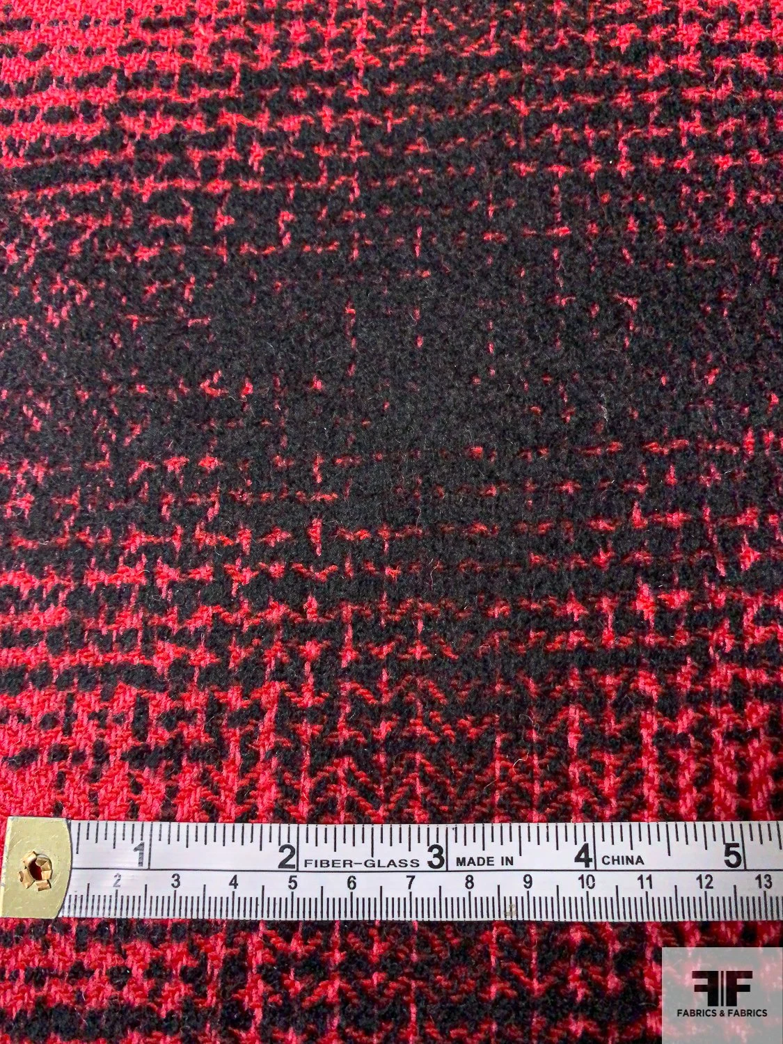 Italian Largescale Plaid Virgin Wool Blend Jacket Weight - Black / Cranberry Red 6 Italian Largescale Plaid Virgin Wool Blend Jacket Weight - Black / Cranberry Red - Image 4