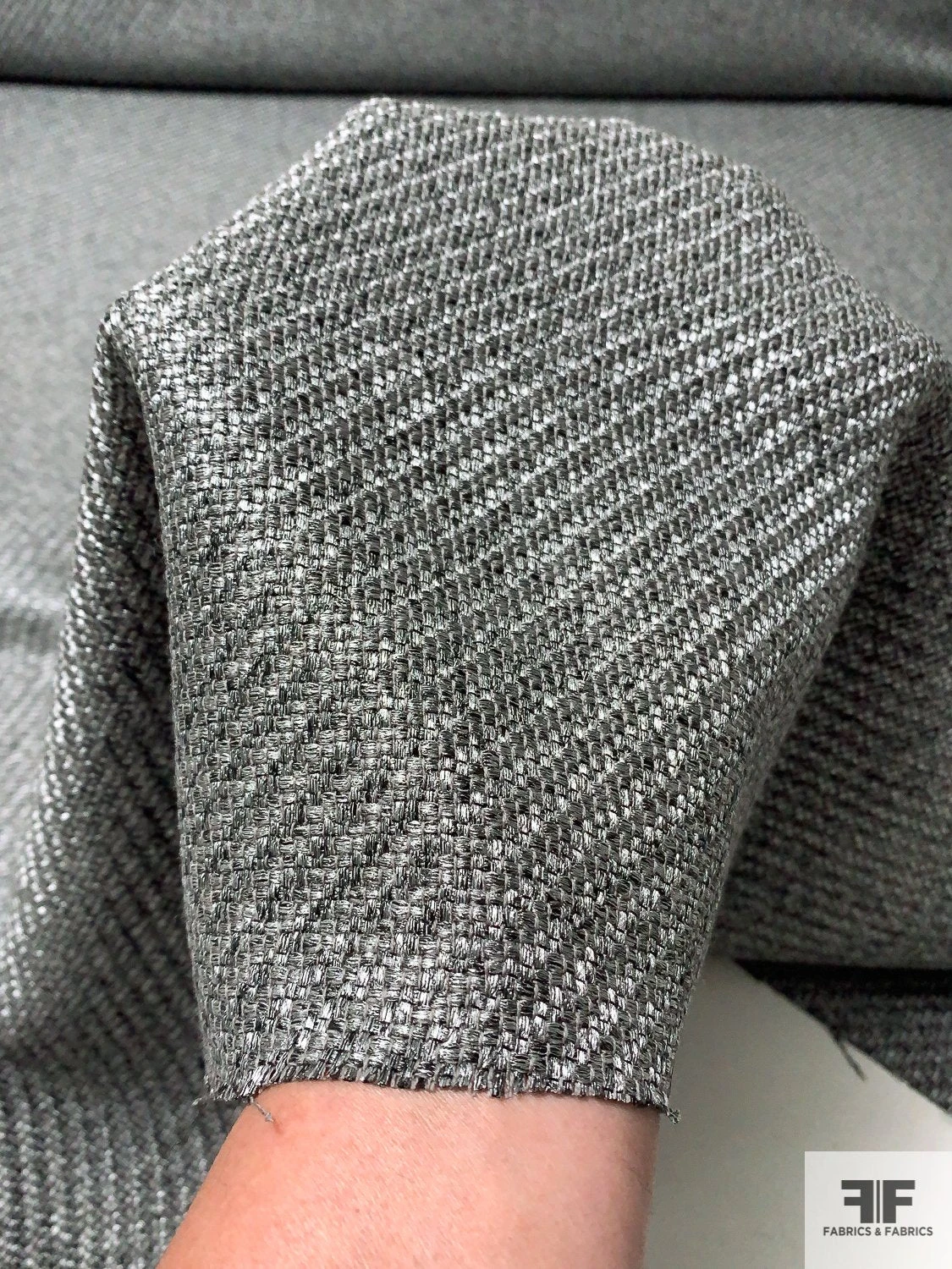 Italian Shimmery Wool Blend Suiting - Gunmetal Silver 7 Italian Shimmery Wool Blend Suiting - Gunmetal Silver - Image 5