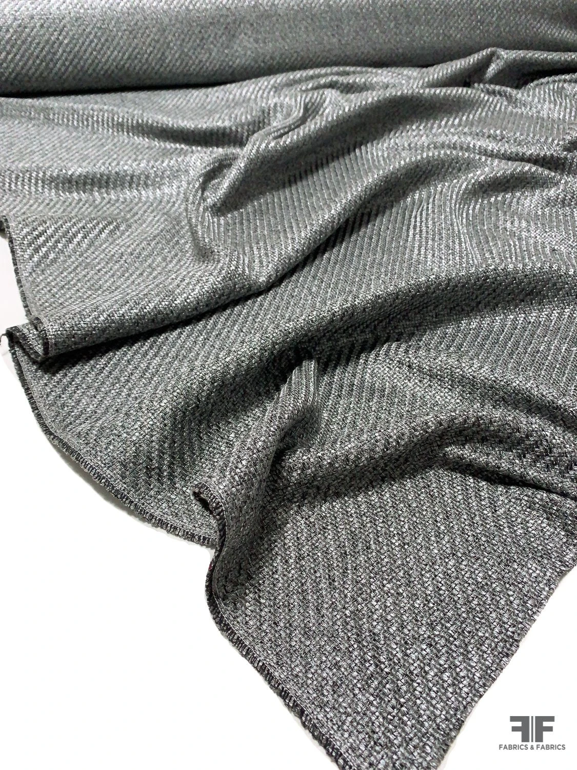 Italian Shimmery Wool Blend Suiting - Gunmetal Silver 3 Italian Shimmery Wool Blend Suiting - Gunmetal Silver