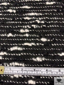 Italian Boucle Yarn Striped Wool Blend Suiting - Black / Ivory 12 Italian Boucle Yarn Striped Wool Blend Suiting - Black / Ivory -Fabrics And Fabrics Store 11575 4