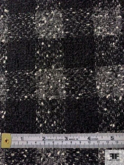 Italian Loosely Woven Buffalo Plaid Virgin Wool Blend Suiting - Black / Ivory -Fabrics And Fabrics Store 11581 4