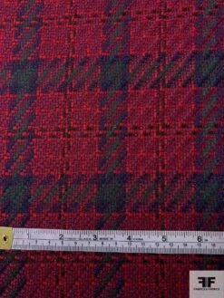 Plaid Wool Suiting - Maroon / Red / Navy / Evergreen -Fabrics And Fabrics Store 11583 4