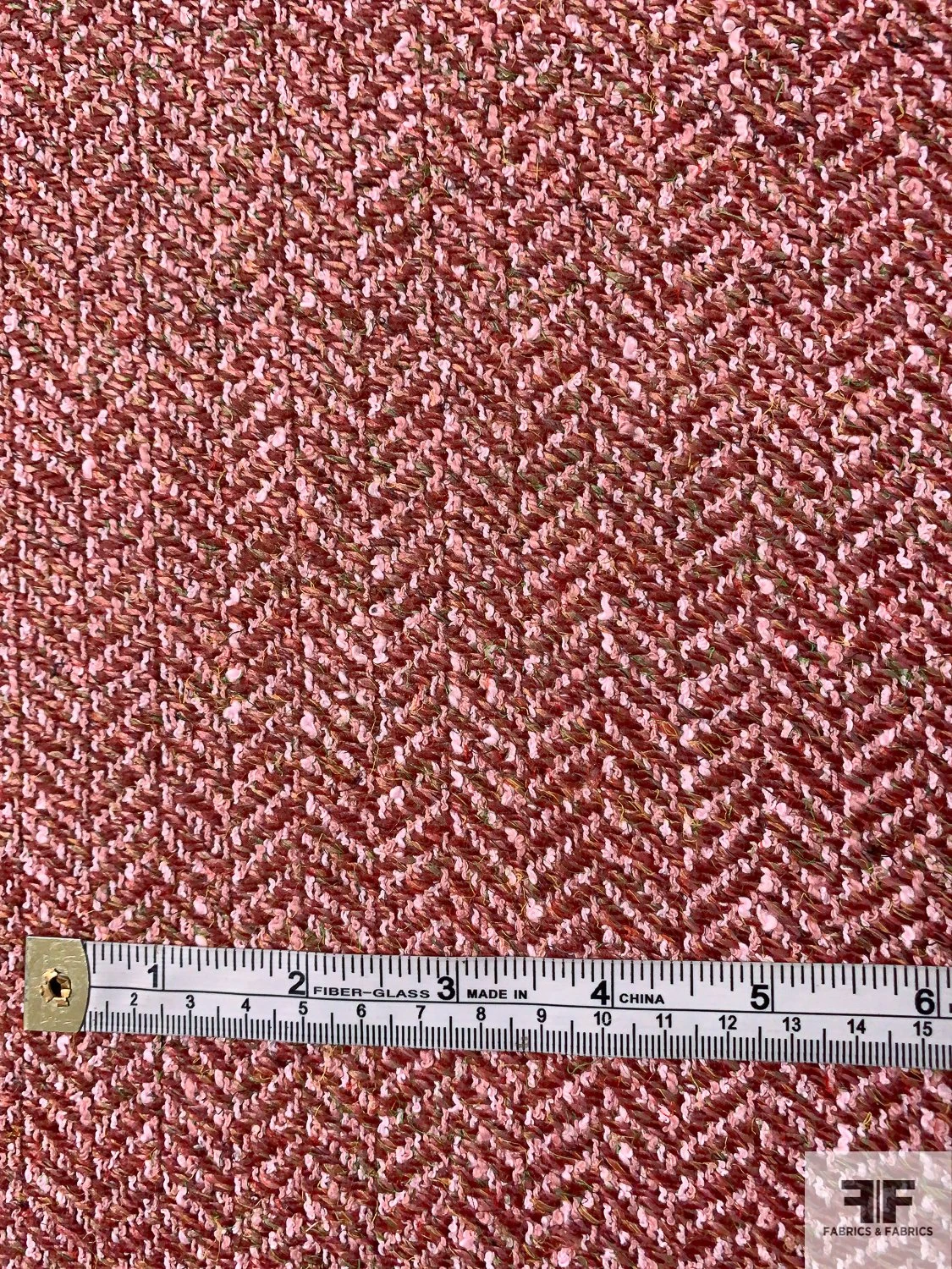 Italian Chevron-Like Tweed Wool Blend Suiting - Dusty Rose / Dusty Peach 7 Italian Chevron-Like Tweed Wool Blend Suiting - Dusty Rose / Dusty Peach - Image 5