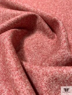 French Two-Tone Wool Blend Suiting - Red / Off-White