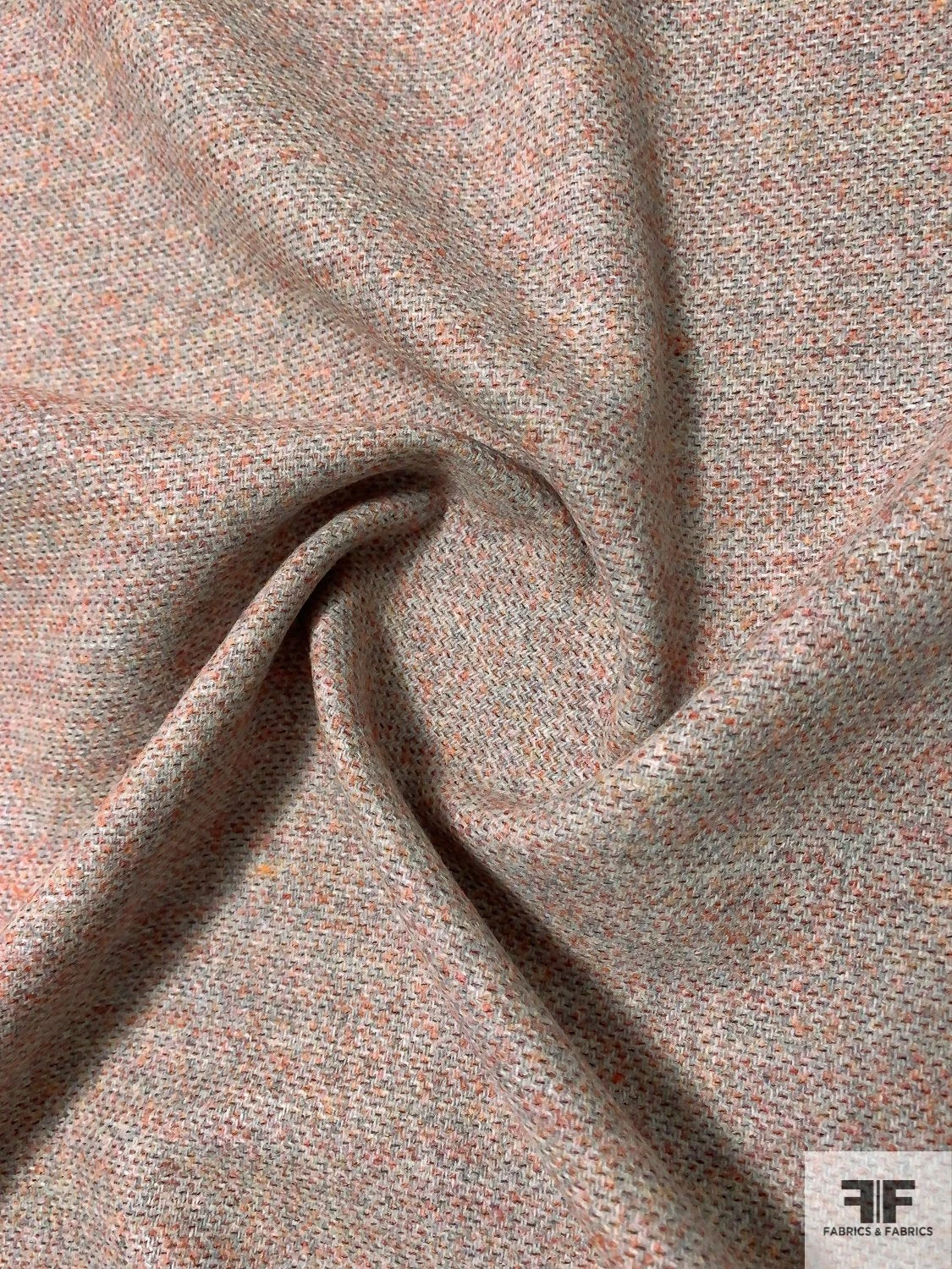 Italian Tone-on-Tone Jacket-Weight Wool Coating - Grey / Orange 5 Italian Tone-on-Tone Jacket-Weight Wool Coating - Grey / Orange - Image 3