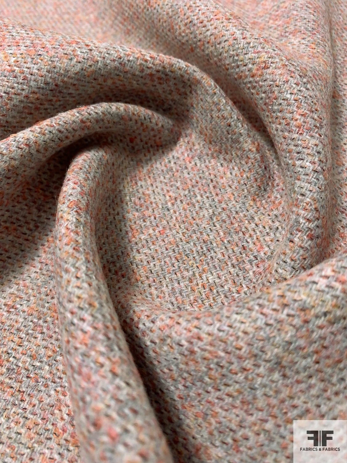 Italian Tone-on-Tone Jacket-Weight Wool Coating - Grey / Orange 4 Italian Tone-on-Tone Jacket-Weight Wool Coating - Grey / Orange - Image 2