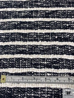 Made In England Striped Cotton-Wool Tweed - Navy / Ivory 11 Made In England Striped Cotton-Wool Tweed - Navy / Ivory -Fabrics And Fabrics Store 11616 4