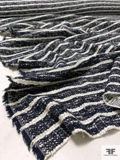 Made In England Striped Cotton-Wool Tweed - Navy / Ivory 13 Made In England Striped Cotton-Wool Tweed - Navy / Ivory -Fabrics And Fabrics Store 11616 6