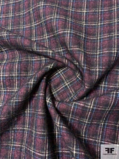 2-Ply Reversible Wool And Cotton Felted Plaid Coating - Dusty Rose / Blue / Yellow / White / Black 12 2-Ply Reversible Wool And Cotton Felted Plaid Coating - Dusty Rose / Blue / Yellow / White / Black -Fabrics And Fabrics Store 11627 1