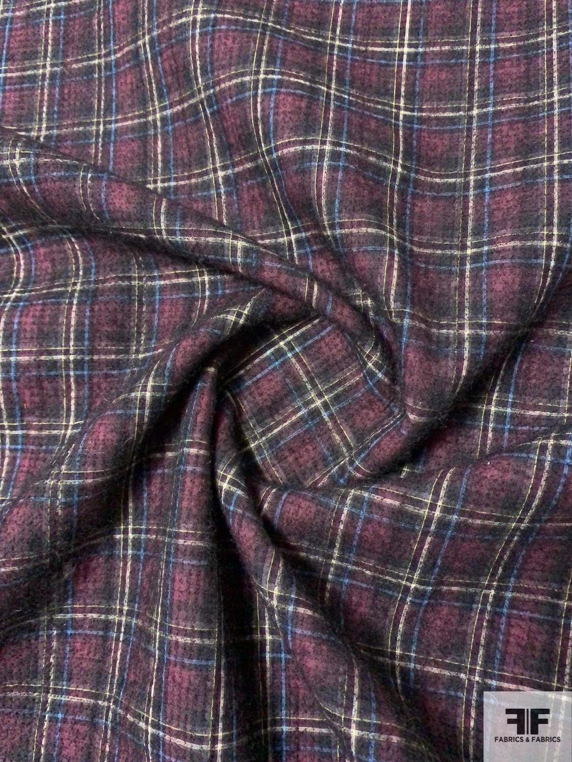 2-Ply Reversible Wool And Cotton Felted Plaid Coating - Dusty Rose / Blue / Yellow / White / Black 6 2-Ply Reversible Wool And Cotton Felted Plaid Coating - Dusty Rose / Blue / Yellow / White / Black - Image 4