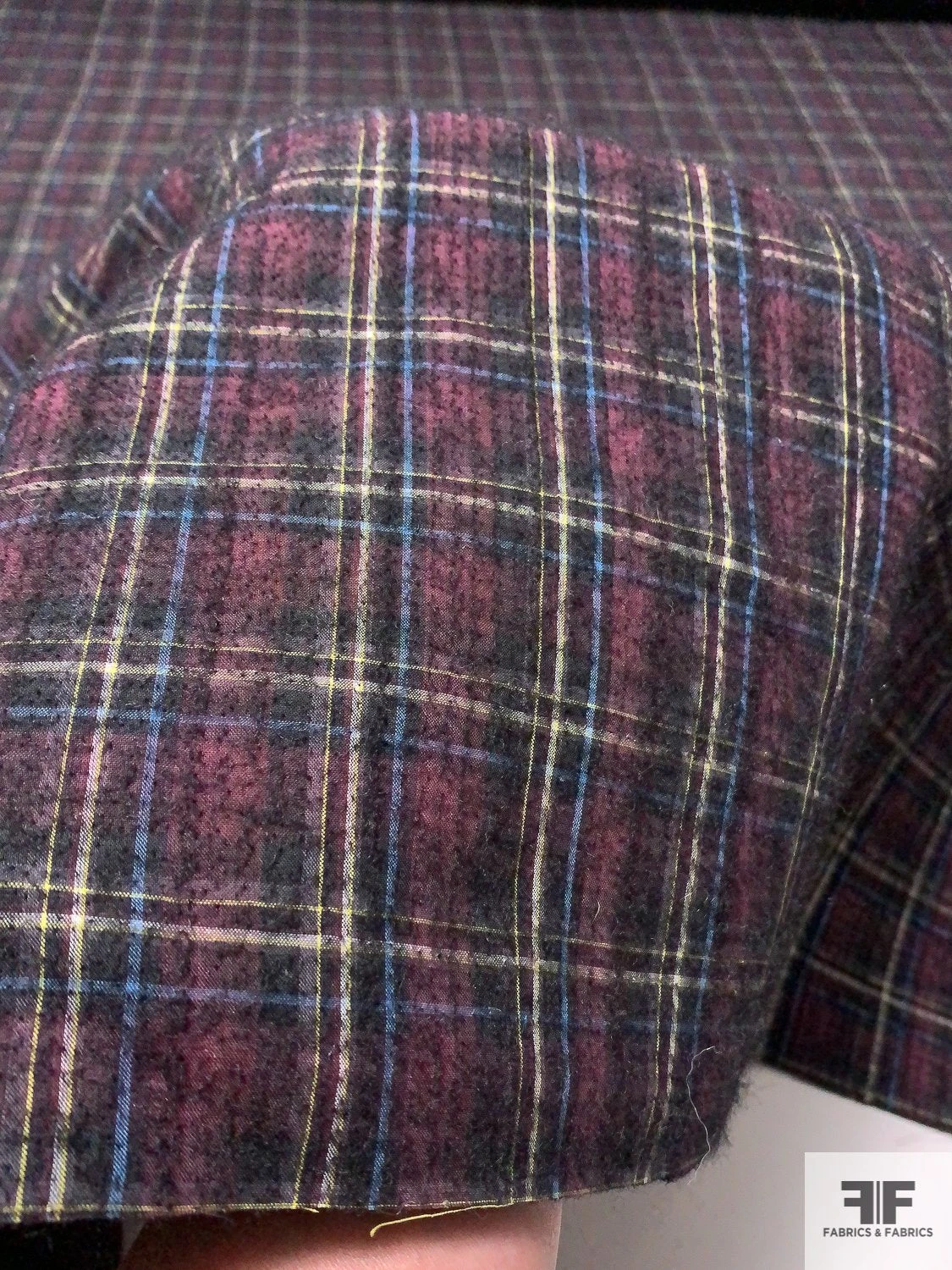 2-Ply Reversible Wool And Cotton Felted Plaid Coating - Dusty Rose / Blue / Yellow / White / Black 10 2-Ply Reversible Wool And Cotton Felted Plaid Coating - Dusty Rose / Blue / Yellow / White / Black - Image 8