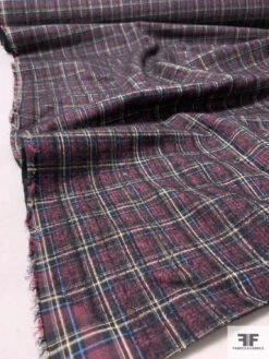 2-Ply Reversible Wool And Cotton Felted Plaid Coating - Dusty Rose / Blue / Yellow / White / Black 14 2-Ply Reversible Wool And Cotton Felted Plaid Coating - Dusty Rose / Blue / Yellow / White / Black -Fabrics And Fabrics Store 11627 6