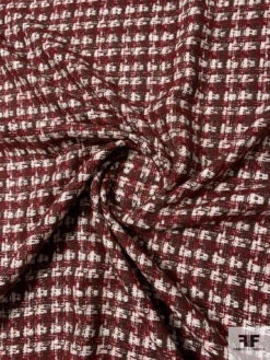 Italian Classic Wool Blend Tweed Suiting - Maroon / Brown / Off-White -Fabrics And Fabrics Store 11639 2