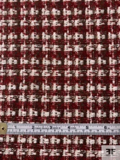 Italian Classic Wool Blend Tweed Suiting - Maroon / Brown / Off-White -Fabrics And Fabrics Store 11639 4