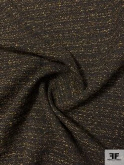 Italian Reversible Flat Boucle Wool Blend Jacket Weight Suiting - Black / Ochre -Fabrics And Fabrics Store 11644 2