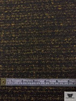 Italian Reversible Flat Boucle Wool Blend Jacket Weight Suiting - Black / Ochre -Fabrics And Fabrics Store 11644 4