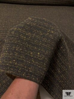 Italian Reversible Flat Boucle Wool Blend Jacket Weight Suiting - Black / Ochre -Fabrics And Fabrics Store 11644 5